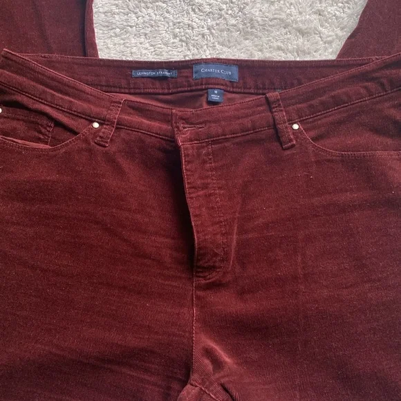 Womens deep red corduroy straight pants size 16 - Picture 1 of 3
